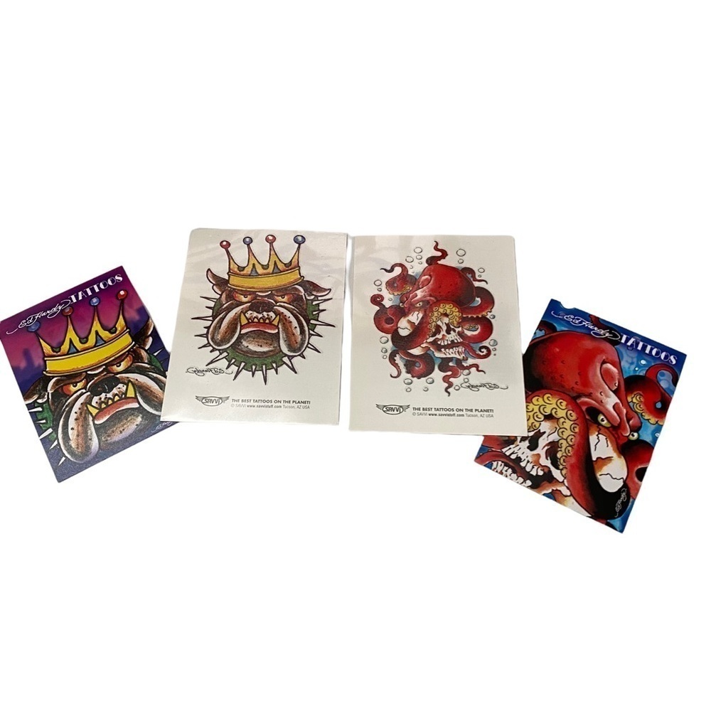 Ed Hardy Temporary Tattoos Bulldog King/ Octopus and Skull